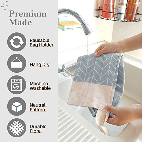 LeCorner Plastic Bag Holder, Canvas Grocery Bag Holder Dispenser, Wall Mount Shopping Trash Bag Storage Organizer for Home Kitchen - Image 5