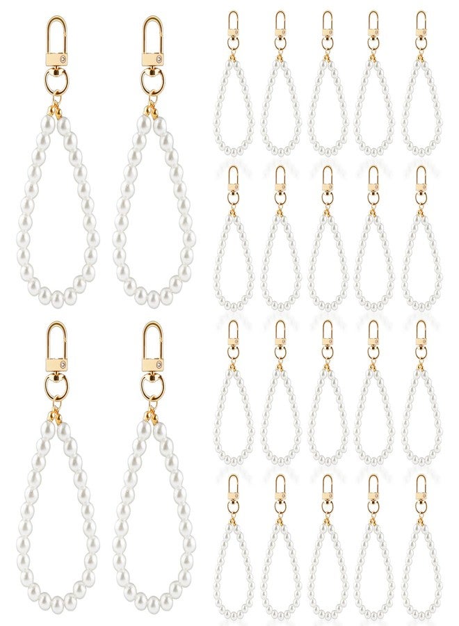 Cositina 24 Pcs Pearl Beaded Keychain Straps Artificial Pearl Chain Key Holder Key Ring Wrist Strap Accessory Decoration for Women Girls - Image 1