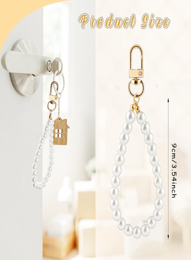 Cositina 24 Pcs Pearl Beaded Keychain Straps Artificial Pearl Chain Key Holder Key Ring Wrist Strap Accessory Decoration for Women Girls - Image 2