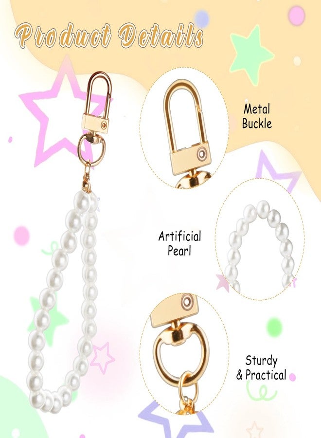 Cositina 24 Pcs Pearl Beaded Keychain Straps Artificial Pearl Chain Key Holder Key Ring Wrist Strap Accessory Decoration for Women Girls - Image 3