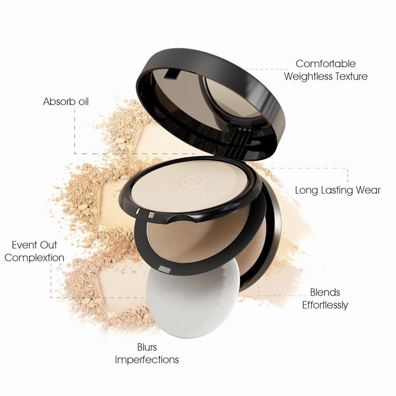 COLORS QUEEN COLORS QUEEN 3in1 Multi Effect Sun Block Compact Powder Long Lasting Buildable Coverage Lightweight Oil Free White Ivory - Image 3