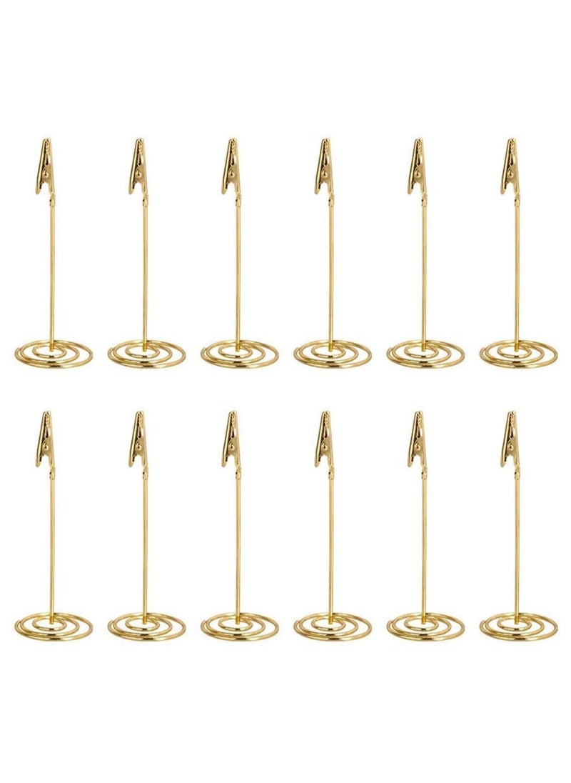 SYOSI 12pcs Place Card Holder Memo Clip Photo Table Number Gold Holder Stand Paper Menu Stand  - Image 1