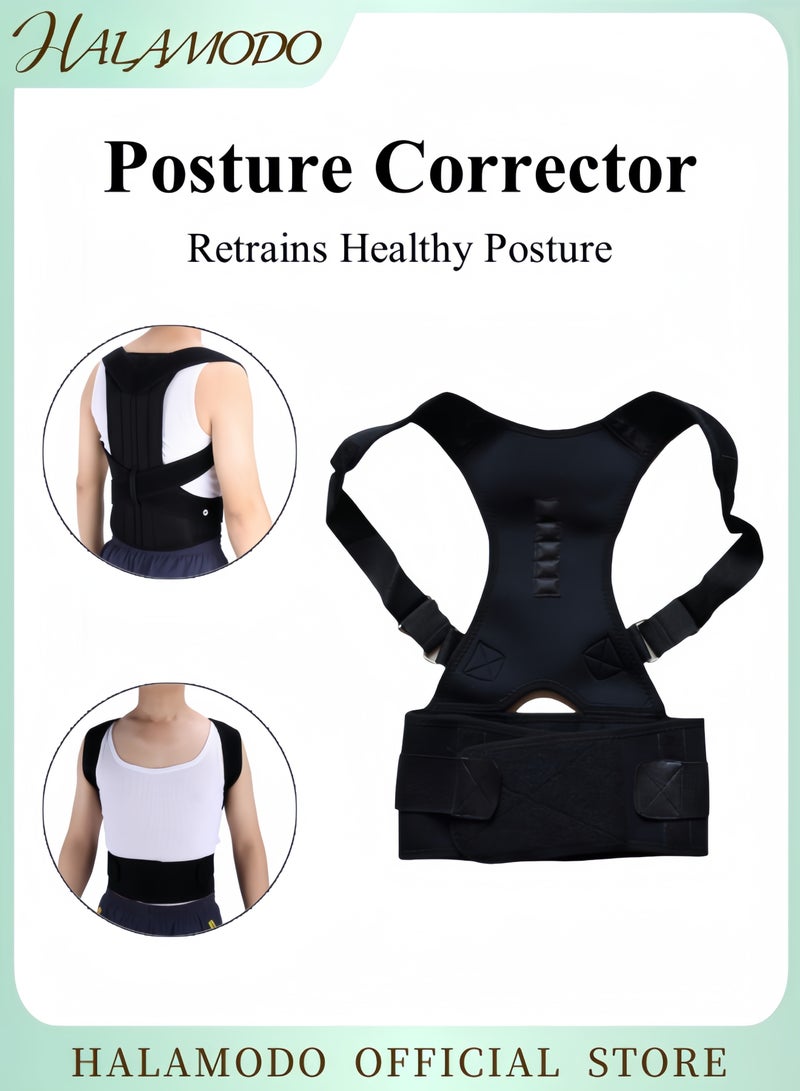 HALAMODO Posture Corrector for Women and Men Adjustable Brace for Upper and Lower Back Pain Relief Fully Adjustable Lumbar and Shoulder Posture Support for Improving Posture and Providing Effective Back Pain Relief - Image 1
