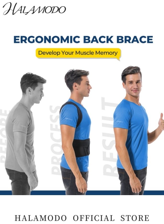 HALAMODO Posture Corrector for Women and Men Adjustable Brace for Upper and Lower Back Pain Relief Fully Adjustable Lumbar and Shoulder Posture Support for Improving Posture and Providing Effective Back Pain Relief - Image 2