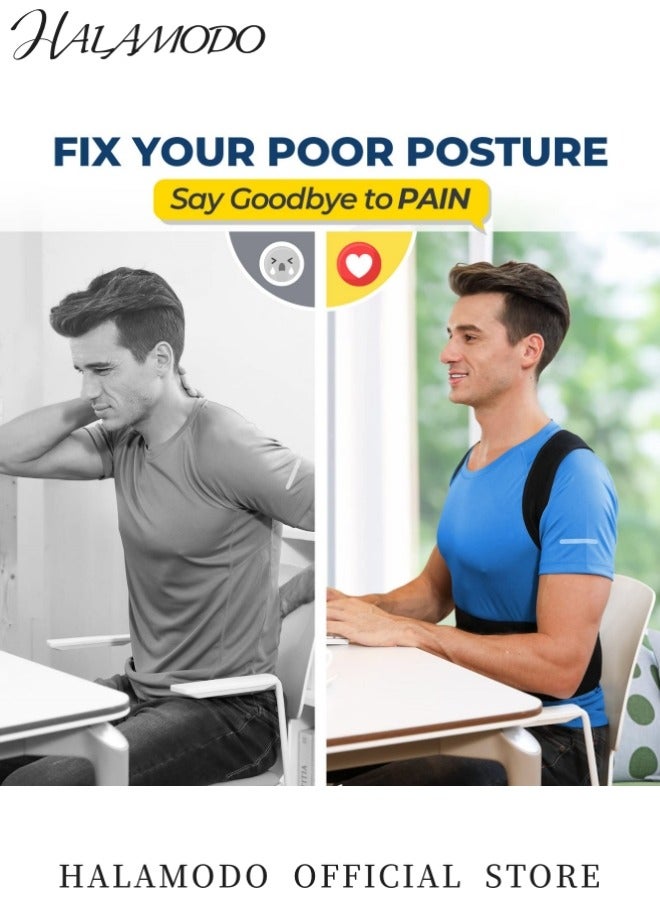 HALAMODO Posture Corrector for Women and Men Adjustable Brace for Upper and Lower Back Pain Relief Fully Adjustable Lumbar and Shoulder Posture Support for Improving Posture and Providing Effective Back Pain Relief - Image 3