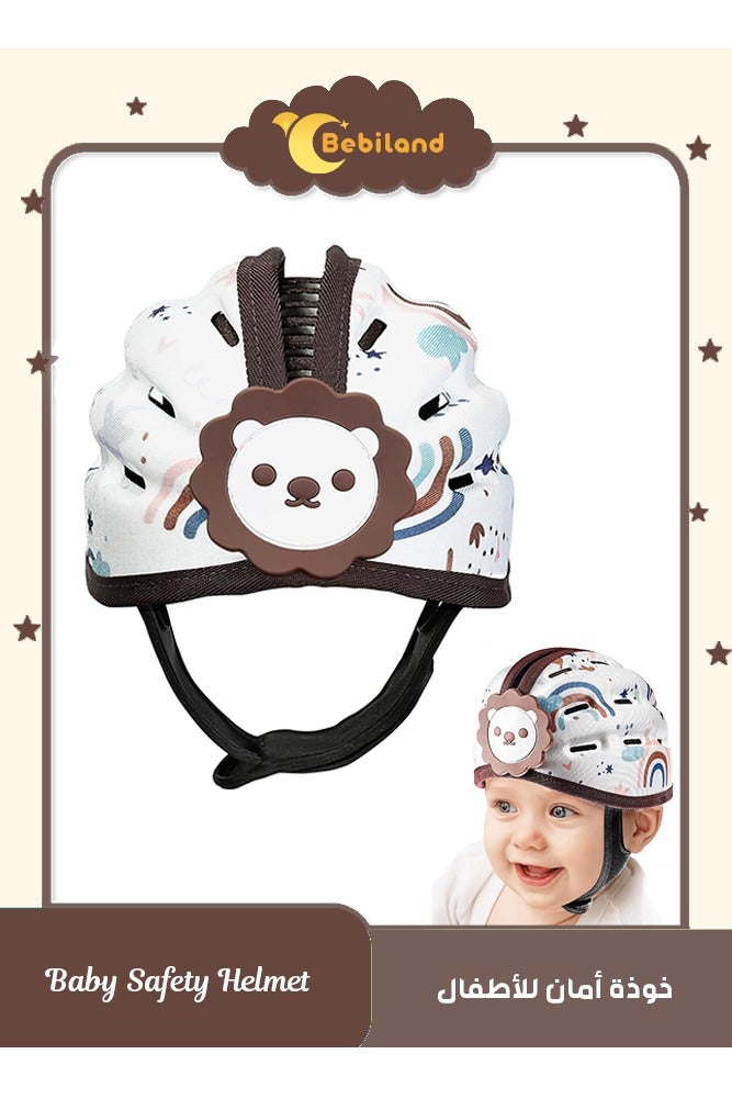 Bebiland Baby Safety Helmet, Breathable Baby Head Protector for Crawling and Walking, Infant Soft Helmet, Anti-Collision, Ultra-Lightweight, Expandable and Adjustable (Brown Lion) - Image 1