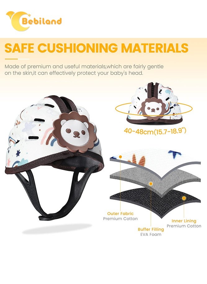 Bebiland Baby Safety Helmet, Breathable Baby Head Protector for Crawling and Walking, Infant Soft Helmet, Anti-Collision, Ultra-Lightweight, Expandable and Adjustable Age 6m-24m (Brown Lion)  - Image 3