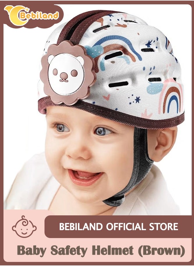 Bebiland Baby Safety Helmet, Breathable Baby Head Protector for Crawling and Walking, Infant Soft Helmet, Anti-Collision, Ultra-Lightweight, Expandable and Adjustable Age 6m-24m (Brown Lion)  - Image 1