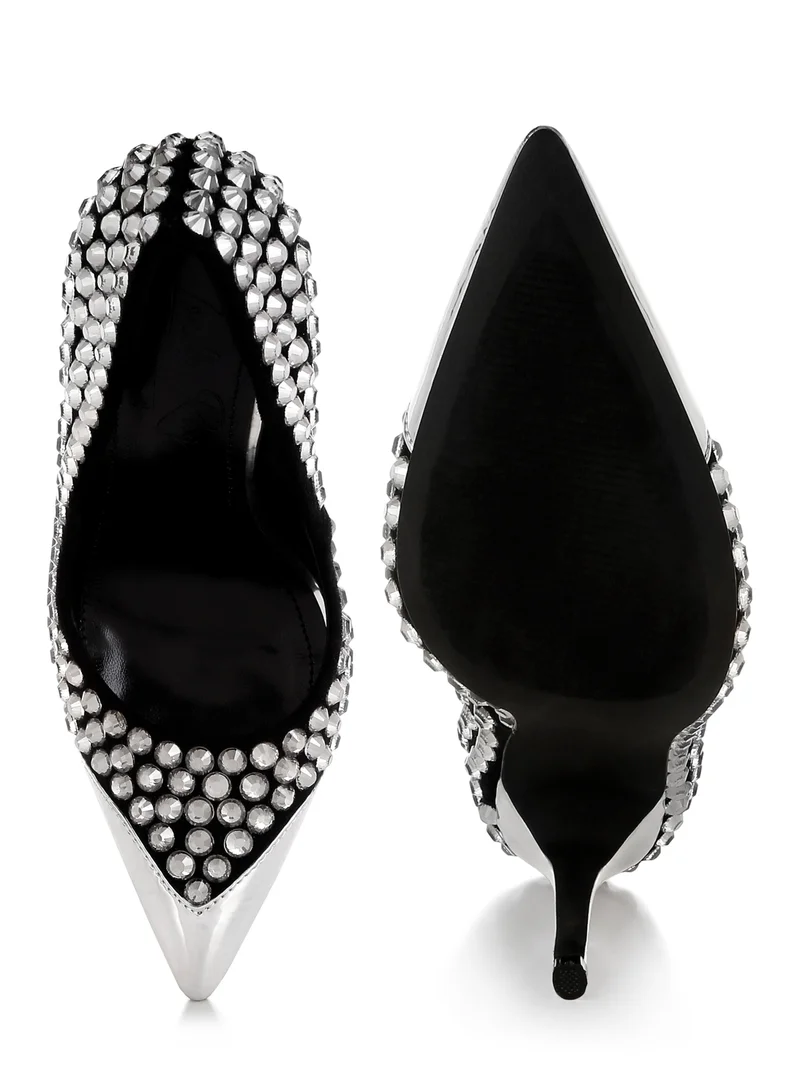 London Rag Diamante Embellished Stiletto Pumps in Black
