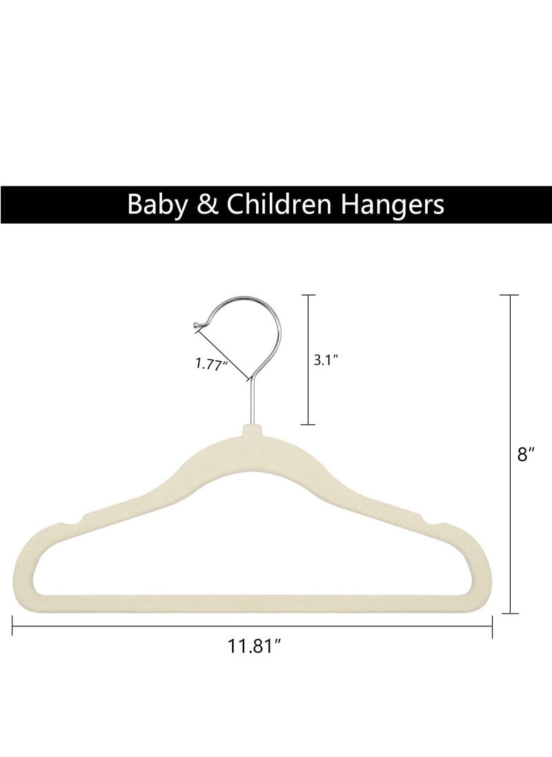Rightsure Baby Clothes Hanger, Infant and Toddler Children's Clothes Hanger with 360 Degree Rotating Hook, Grooved Shoulder Design for Children's Clothes, Sturdy and Durable Hanger (Off White, 30 Pieces)  - Image 2