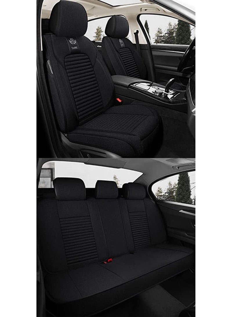 LIMOS Car Seat Covers Full Set Universal Flax Spring and Summer Automotive Vehicle Cushion(Black) - Image 2
