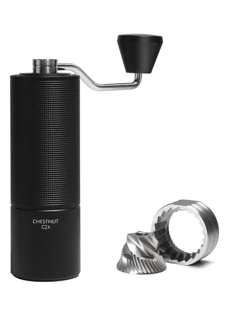 TIMEMORE C2S Manual Coffee Grinder with CNC Stainless Steel Conical Burr Capacity 25g, Internal Adjustable Setting, Double Bearing Positioning for Travel, Camping, Gift Chestnut (Black) - Image 1