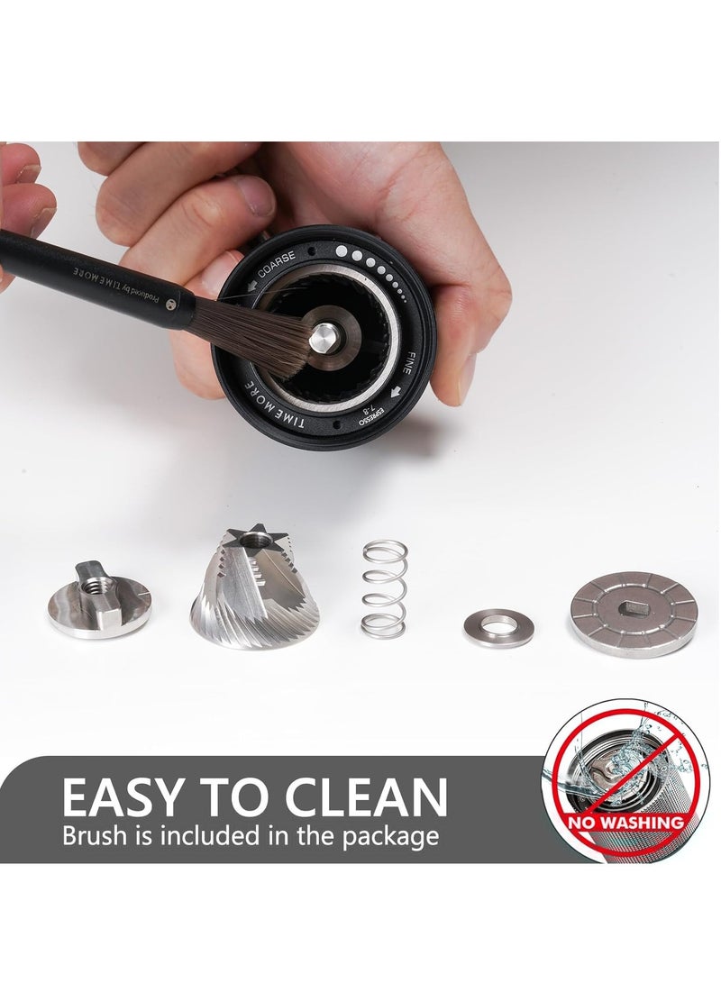 TIMEMORE C2S Manual Coffee Grinder with CNC Stainless Steel Conical Burr Capacity 25g, Internal Adjustable Setting, Double Bearing Positioning for Travel, Camping, Gift Chestnut (Black) - Image 3