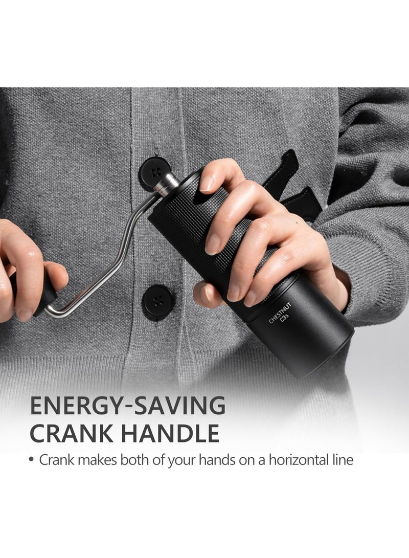 TIMEMORE C2S Manual Coffee Grinder with CNC Stainless Steel Conical Burr Capacity 25g, Internal Adjustable Setting, Double Bearing Positioning for Travel, Camping, Gift Chestnut (Black) - Image 5