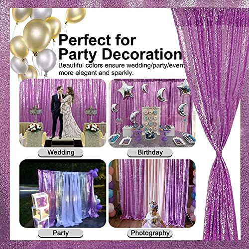 TCBESTO Lavender Sequin Backdrop Curtains 2FTx8FT 2 Panels Light Purple Glitter Photo Booth Backdrop Sparkly Background Drapes for Wedding Bridal Baby Shower Photography Birthday Party - Image 5