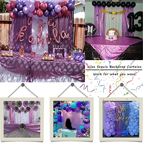 TCBESTO Lavender Sequin Backdrop Curtains 2FTx8FT 2 Panels Light Purple Glitter Photo Booth Backdrop Sparkly Background Drapes for Wedding Bridal Baby Shower Photography Birthday Party - Image 3