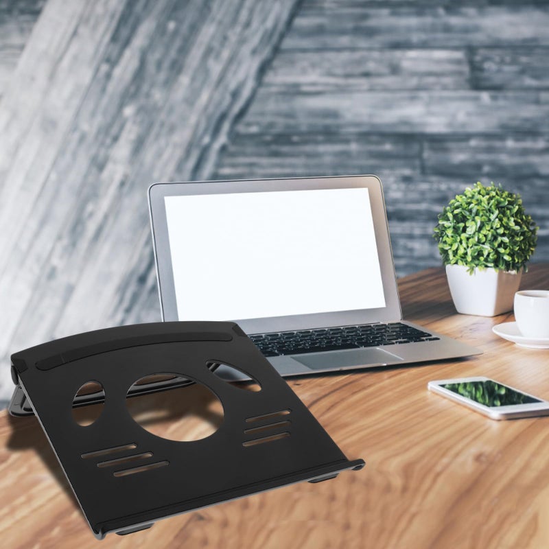 Foldable Black Laptop Stand with Cooling Fan Portable Desk Holder for Home Office - Image 4
