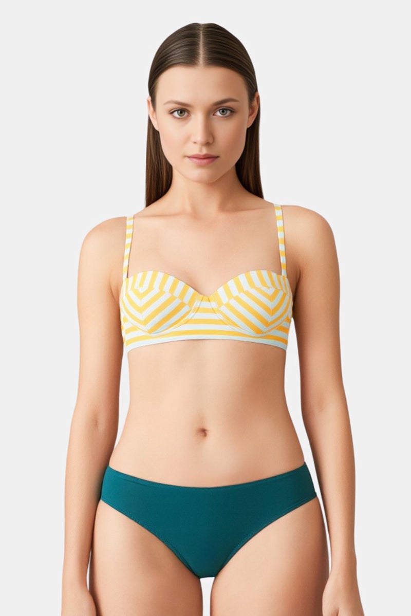 RIP CURL Women Stripe Padded Bikinit Top, Multicolor - Image 1
