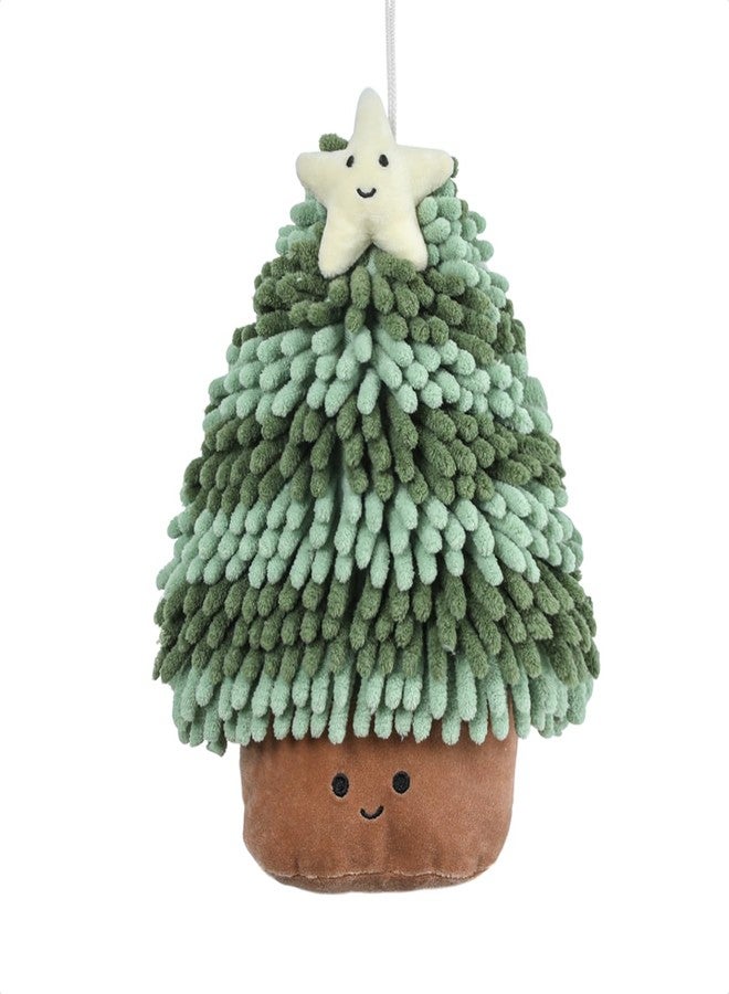 Tyrafry Christmas Chenille Bath Hand Towel, Adorable Christmas Tree Shape, Ultra-Soft Absorbent Decorative Hand Towel, Hanging or Display Use, 7.9x9.8 Inches, Green - Image 1