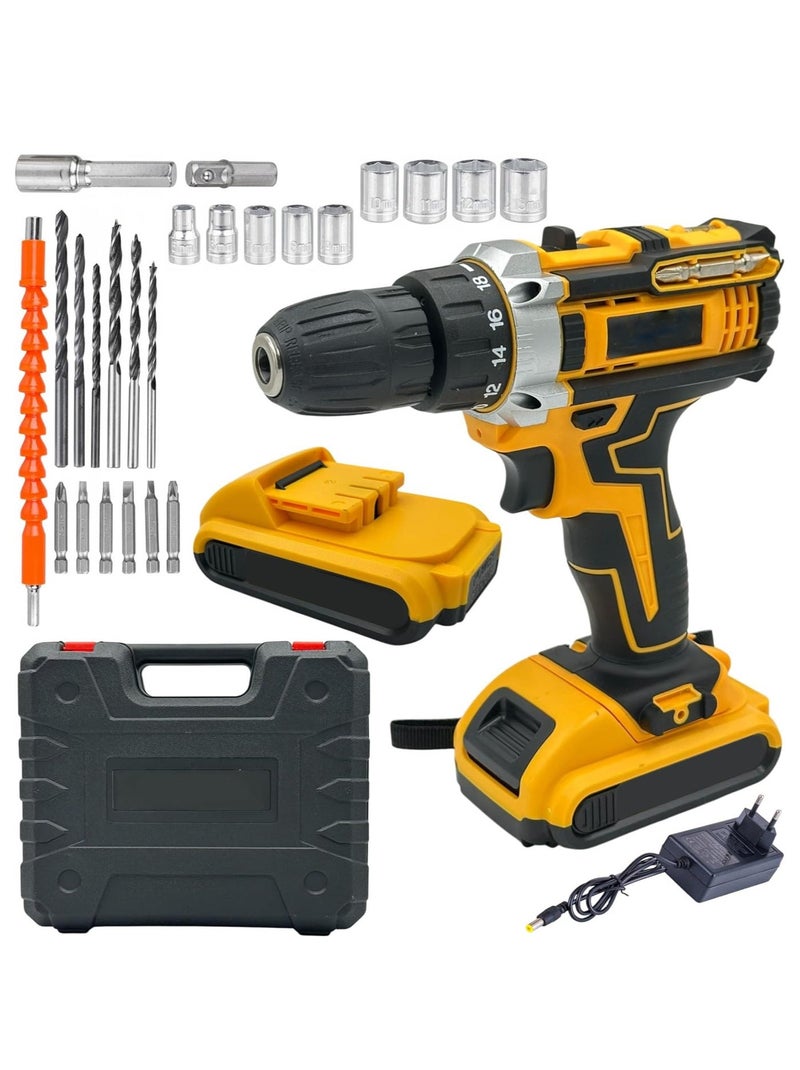 12V Professional Cordless Drill Driver Kit with 2 Batteries and Carrying Case, Multi-Speed Electric Power Tool Set for Drilling, Furniture Assembly with Screwdriver Bits - Image 1