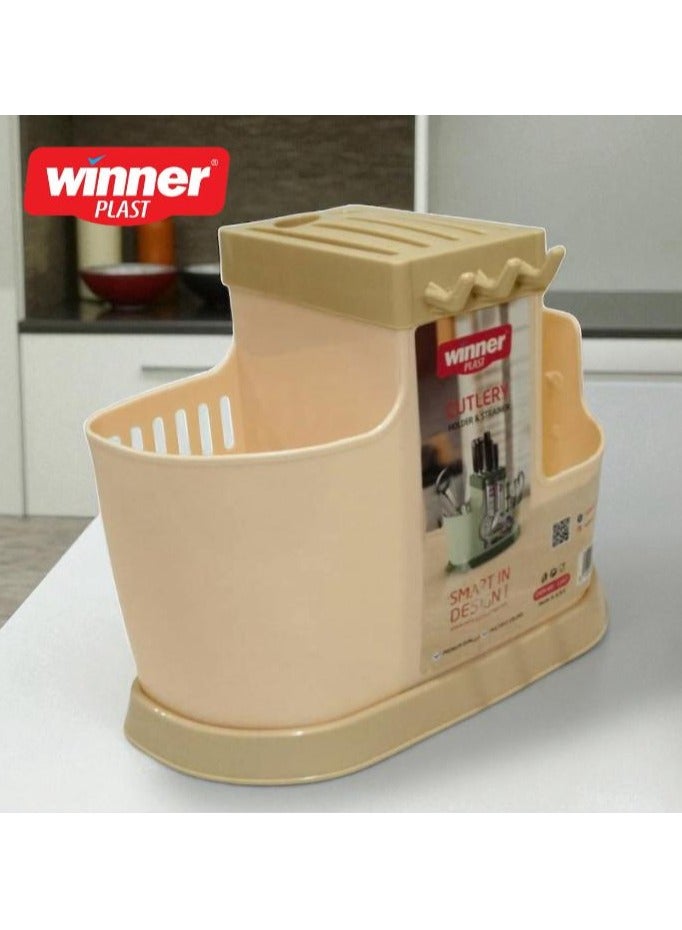 وينر بلاست حامل ملاعق وأدوات مطبخ جامبو من وينر بلاست بتصريف ذاتي للماء الزائد، – متانة وجودة عالية (بلاستيك/ متعدد الالوان) - Image 2