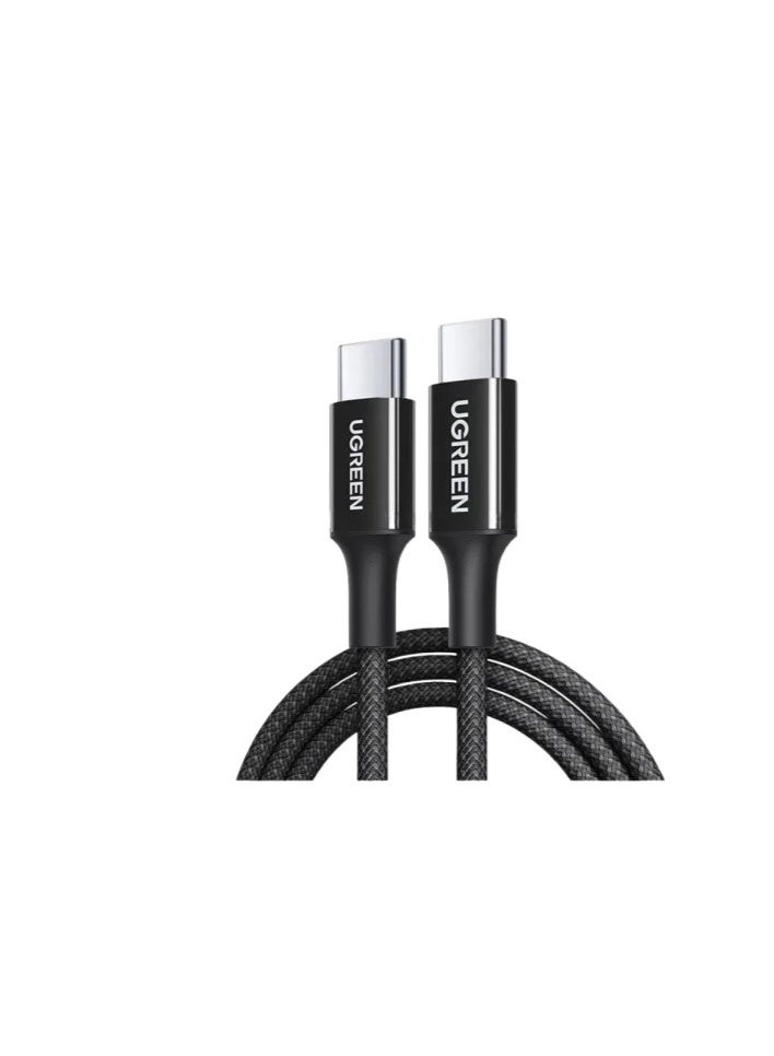 كابل UGREEN USB-C إلى USB-C بطول 1 متر، يدعم الشحن السريع PD بقدرة 100 واط، مصنوع من الألياف المضفرة
