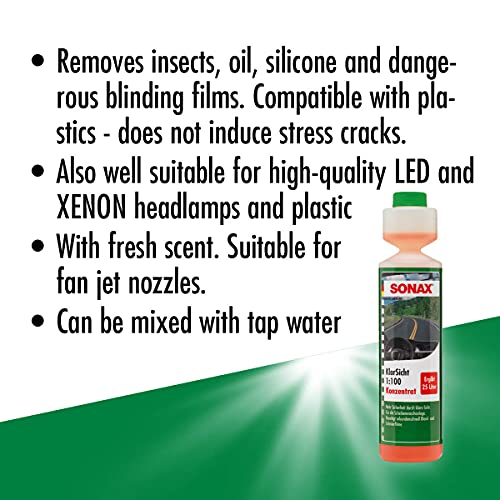 SONAX Clear View Windshield Washing Fluid 250ml | Windscreen Cleaning Liquid | Car Glass Cleansing Shampoo | Remove Tough Dirt, Insects, Oil & Grime - Image 3
