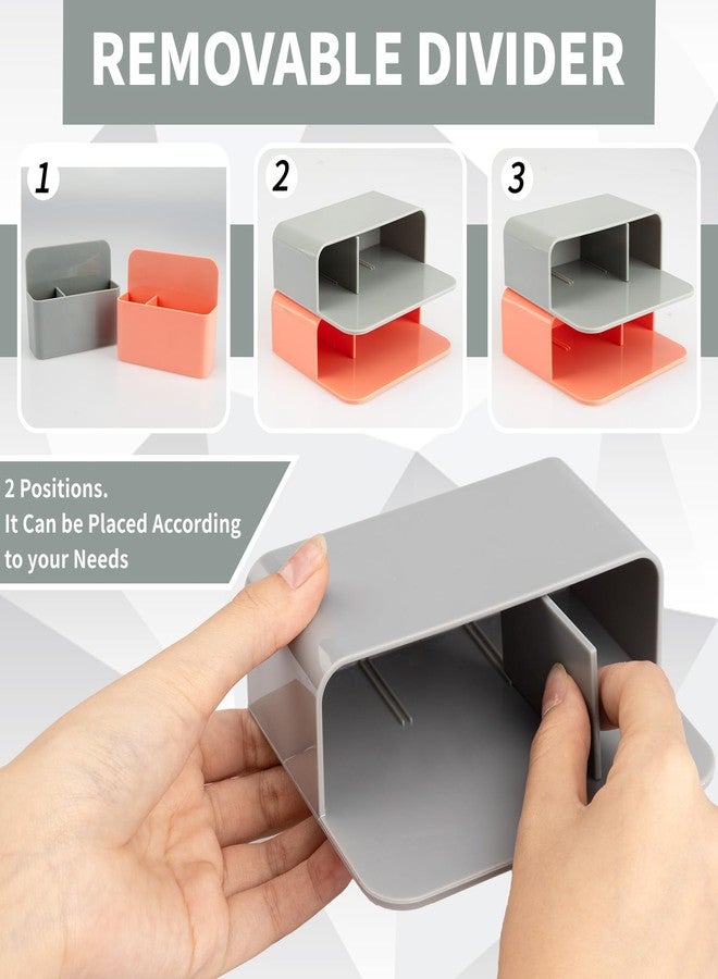 Meschett 2 Pack Magnetic Dry Erase Marker Holder, Magnetic Pen Holder and Pencil Holder for Fridge, Whiteboard Markers and Magnetic Cup Holder, Locker Accessories for School,Gray and OrangPink - Image 3