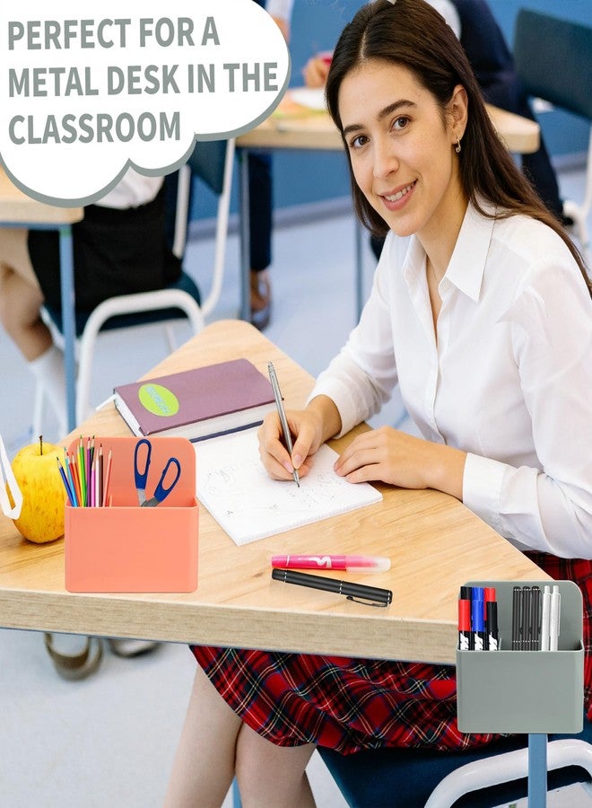 Meschett 2 Pack Magnetic Dry Erase Marker Holder, Magnetic Pen Holder and Pencil Holder for Fridge, Whiteboard Markers and Magnetic Cup Holder, Locker Accessories for School,Gray and OrangPink - Image 5