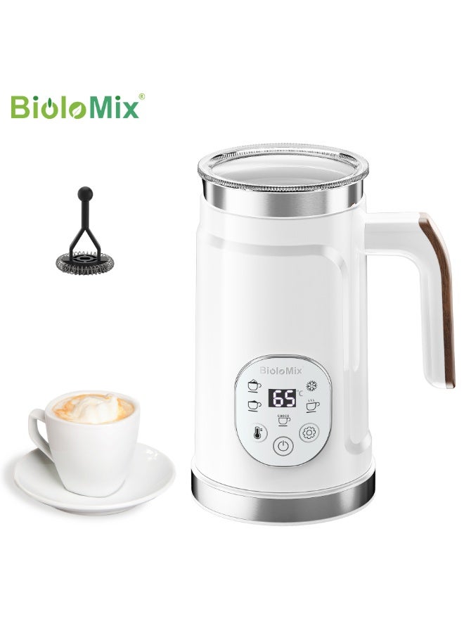 Biolomix خلاط حليب كهربائي رقمي 5 في 1 مع سخان رغوة ناعمة للقهوة إسبريسو كابتشينو بخار الحليب 4 وظائف سخان الحليب أبيض - Image 1