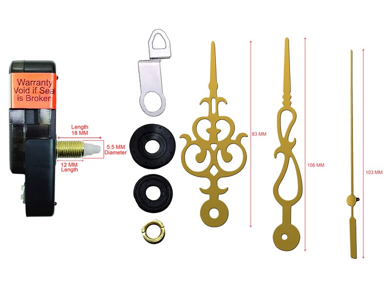 IIK COLLECTION Analogue 18MM Long Spindle Quartz Movement Plastic Machine with Golden Hands Kit for Wall Clock (IIK-MOV-PL-039) - Image 4