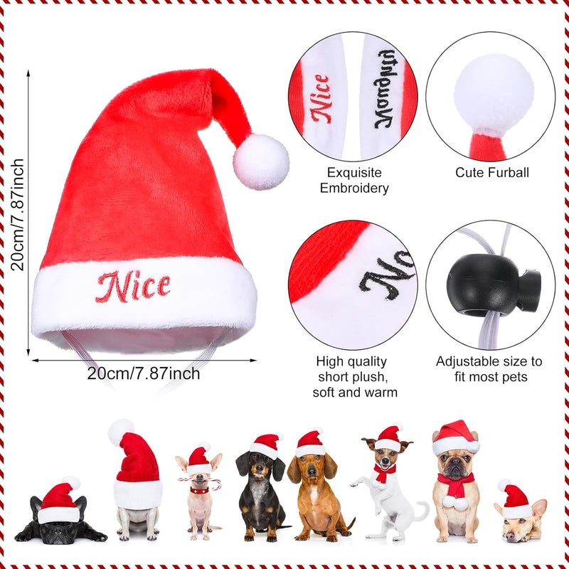 eBoot قبعات سانتا للكلاب 2 قطعة قبعات عيد الميلاد للقطط قابلة للتعديل لملابس الحيوانات الأليفة لعيد الميلاد للكلاب والقطط - Image 2