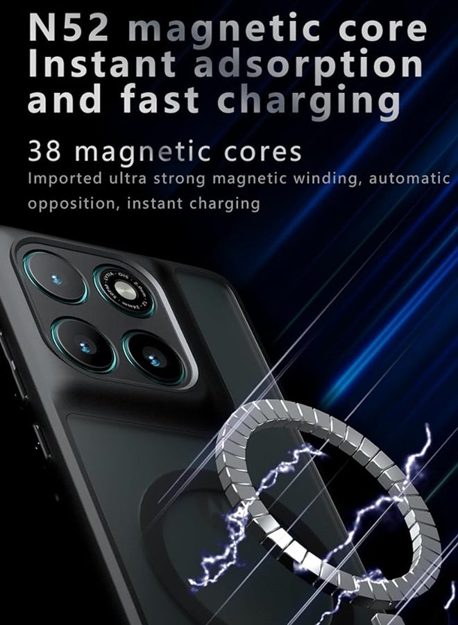 X-level Magnetic Case for Motorola Edge 60 Pro 5G, Frosted Translucent Back Protective Slim Phone Cover, Anti-Fingerprints, Anti-Fall Drop Protection, Shockproof Case for Motorola Edge 60 Pro (Black) - Image 4