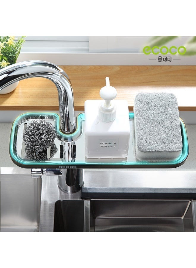 ecoco Faucet Storage Rack, No-Drill Double-Layer Sink Organizer, 360° Rotatable Drainage Shelf for Kitchen & Bathroom - Image 3
