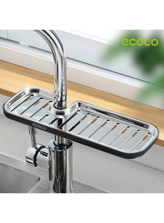 ecoco Faucet Storage Rack, No-Drill Double-Layer Sink Organizer, 360° Rotatable Drainage Shelf for Kitchen & Bathroom - Image 5