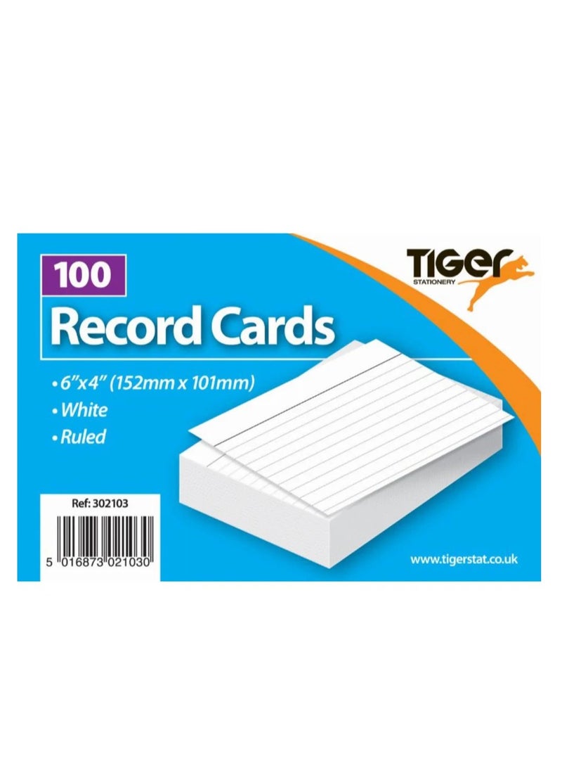 TIGER RECORD CARD WHITE 6x4 PLAIN 100SHEET - Image 1
