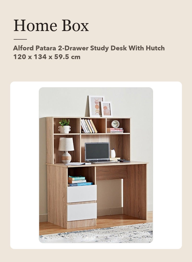 HOLLUDLE 2 Pcs Study Desk Set - Home Box Alford Patara Study Desk with Hutch + Holludle Ergonomic Mesh Office Chair - Image 2