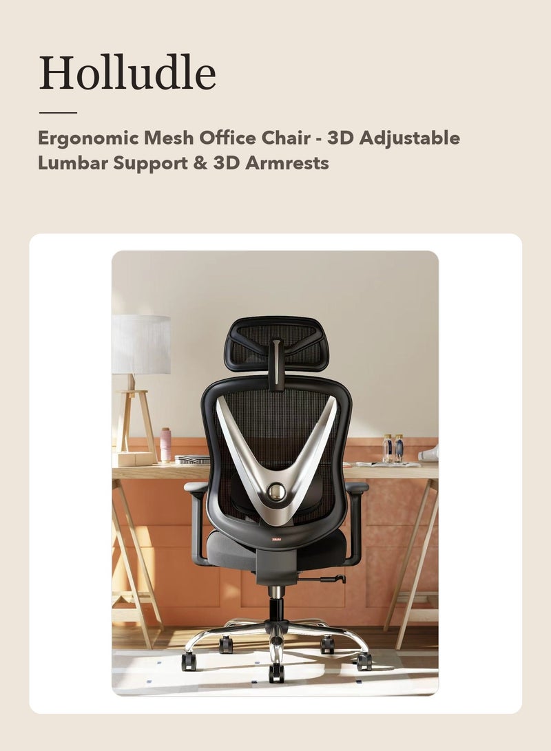 HOLLUDLE 2 Pcs Study Desk Set - Home Box Alford Patara Study Desk with Hutch + Holludle Ergonomic Mesh Office Chair - Image 3
