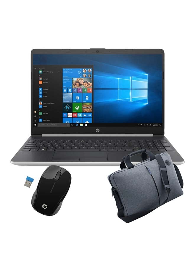 HP لابتوب 15-dw0078nr بشاشة مقاس 15.6 بوصة ومعالج كور i7/ ذاكرة رام سعة 8 جيجابايت/ محرك أقراص صلبة سعة 1 تيرابايت/ بطاقة رسومات إنتل 620 بدقة فائقة الوضوح، مع حقيبة HP فاليو توب لود وماوس 200 لاسلكي فضي - Image 1