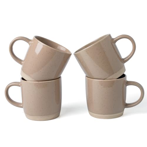 famiware Coffee Mugs for 4 12 oz Mug Set Dringking Cup with Handle for Coffee Tea Cocoa Milk Milkyway series Cinnamon Brown