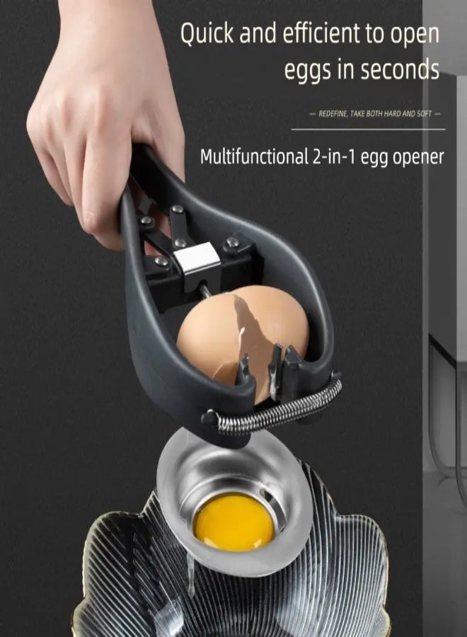 ارواق فتاحة قشر البيض الأوتوماتيكية - فولاذ مقاوم للصدأ 304 بمقبض مريح | تصميم سهل الفتح بنقرة واحدة، فلتر شبكي قابل للإزالة | أداة مطبخ سهلة التنظيف للبيض المسلوق وتحضير الإفطار - Image 5