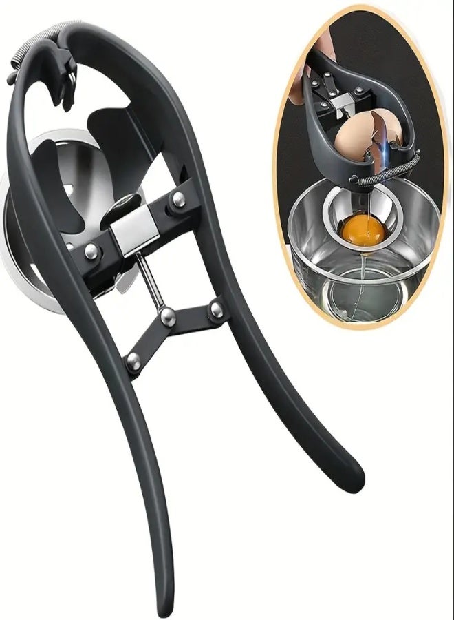 ارواق فتاحة قشر البيض الأوتوماتيكية - فولاذ مقاوم للصدأ 304 بمقبض مريح | تصميم سهل الفتح بنقرة واحدة، فلتر شبكي قابل للإزالة | أداة مطبخ سهلة التنظيف للبيض المسلوق وتحضير الإفطار - Image 1