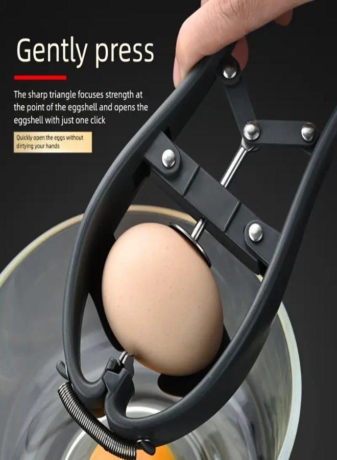 ارواق فتاحة قشر البيض الأوتوماتيكية - فولاذ مقاوم للصدأ 304 بمقبض مريح | تصميم سهل الفتح بنقرة واحدة، فلتر شبكي قابل للإزالة | أداة مطبخ سهلة التنظيف للبيض المسلوق وتحضير الإفطار - Image 4
