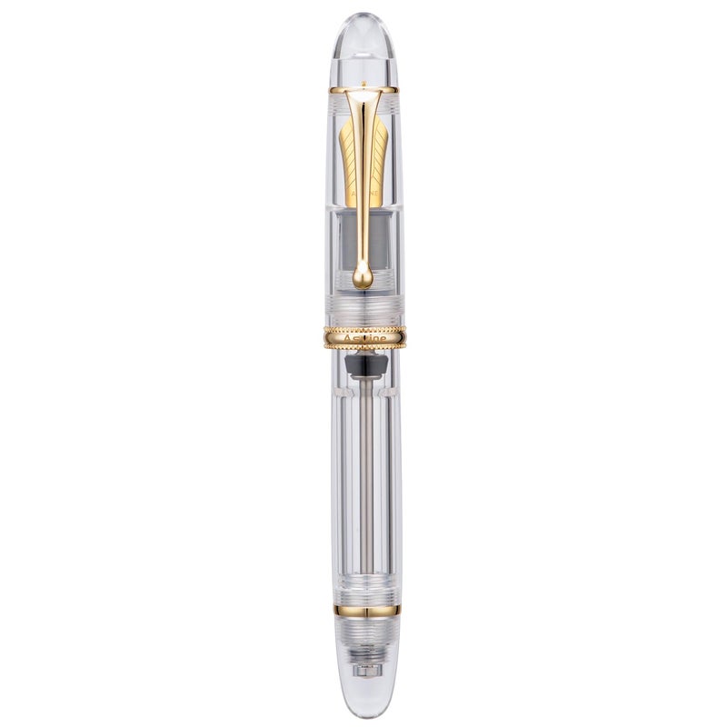 Asvine V800 Fountain Pen -Vacuum Filling System with Large Ink Capacity-Number 8 Stub Nib 1.1mm Calligraphy Art Drawing with Wrench Gift Set - Blue Brown - Image 1