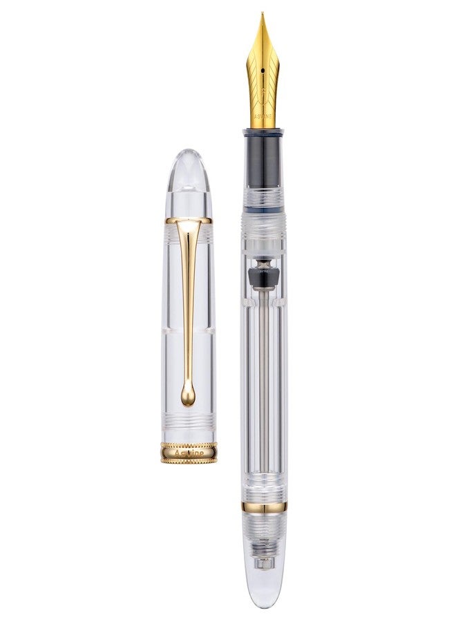 Asvine V800 Fountain Pen -Vacuum Filling System with Large Ink Capacity-Number 8 Stub Nib 1.1mm Calligraphy Art Drawing with Wrench Gift Set - Blue Brown - Image 2