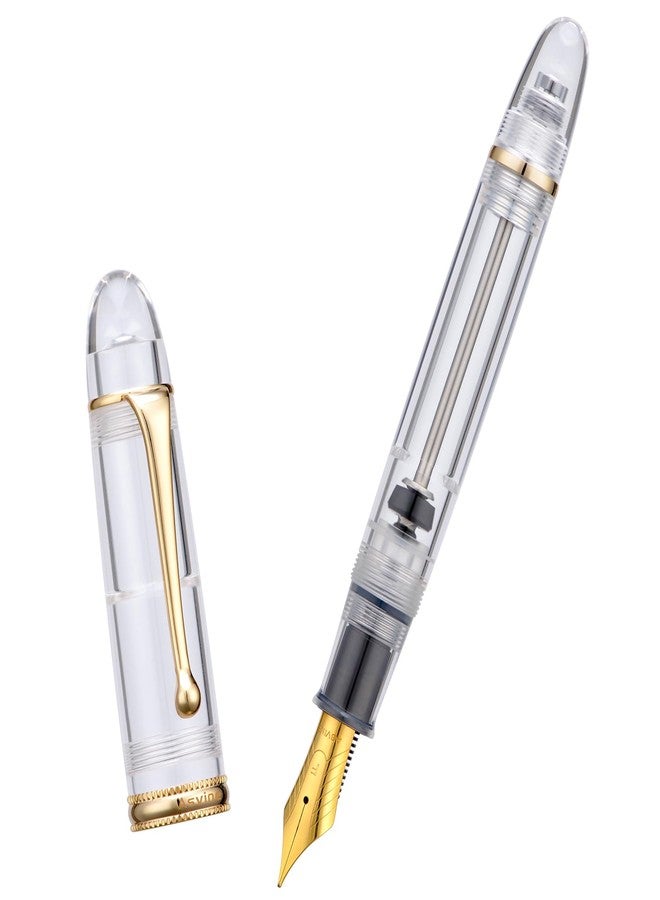 Asvine V800 Fountain Pen -Vacuum Filling System with Large Ink Capacity-Number 8 Stub Nib 1.1mm Calligraphy Art Drawing with Wrench Gift Set - Blue Brown - Image 3