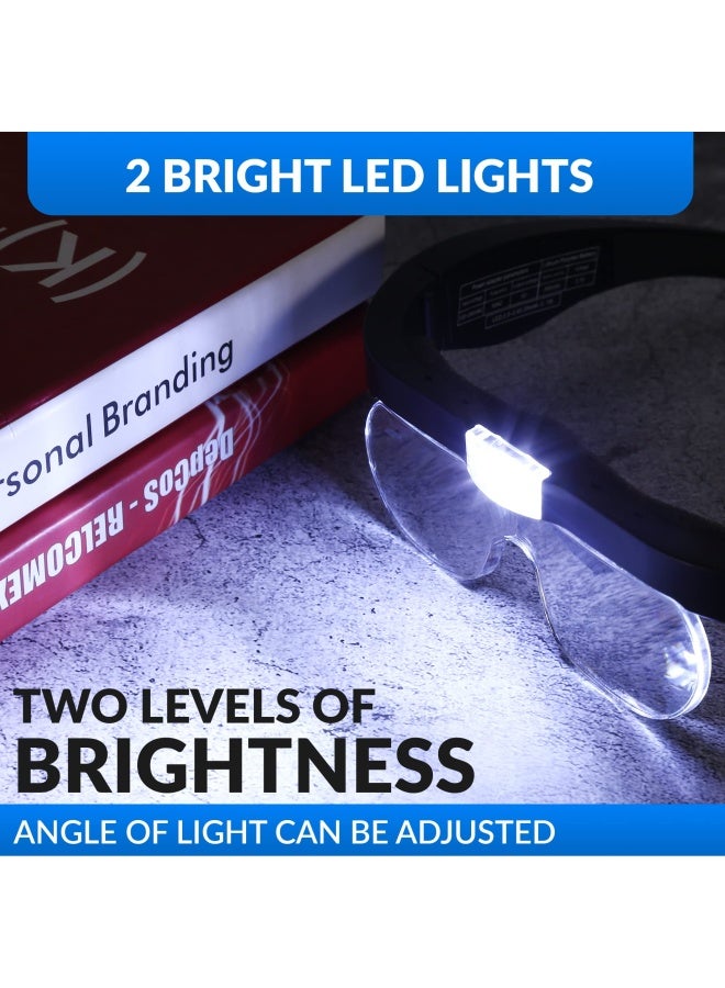YOCTOSUN نظارات مكبرة قابلة للشحن مع عدسات قابلة للفك 1.5X 2.5X 3.5X 5X وأضواء LED مزدوجة أفضل نظارات مكبرة للقراءة والهوايات - Image 5