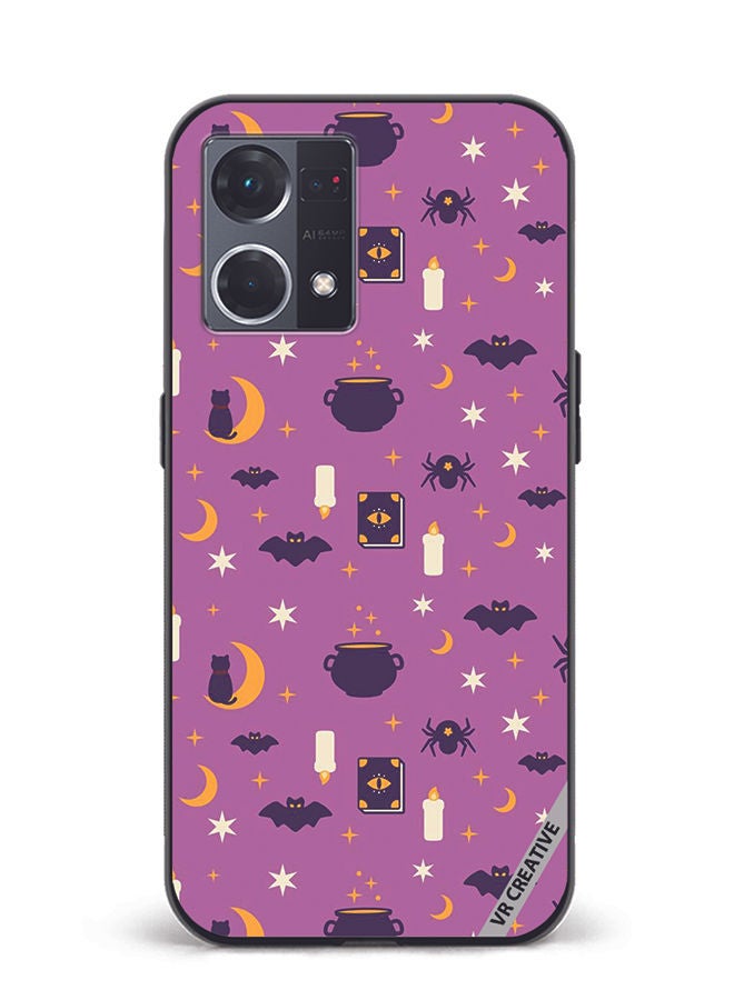 VR CREATIVE Protective Case Cover For Oppo Reno8 4G Halloween 2 Design Multicolour - Image 1