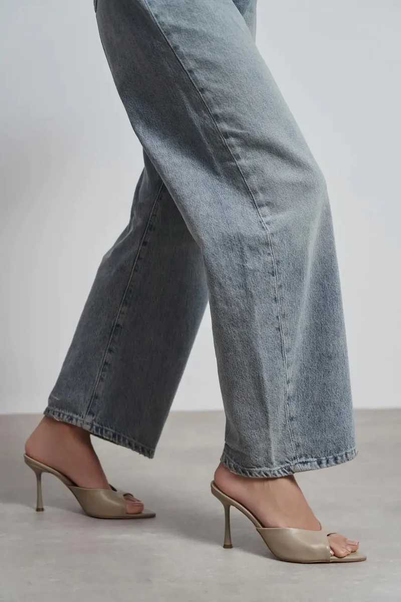 Nisantasi Shoes  Rodi Matte Pointed Toe Slim Heel Mule — Dark Beige for Women | Best Price UAE