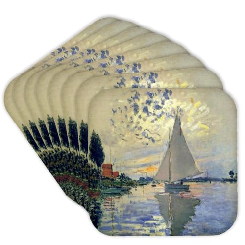 3dRose Print of Monet Painting Sailboat at Le Petit Soft Coasters Set of 8 CST_203678_2